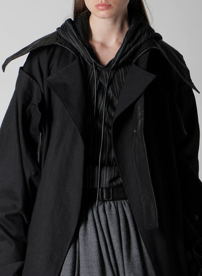 10OZ UNEVEN YARN DENIM A SNAP BUTTON BIG COAT