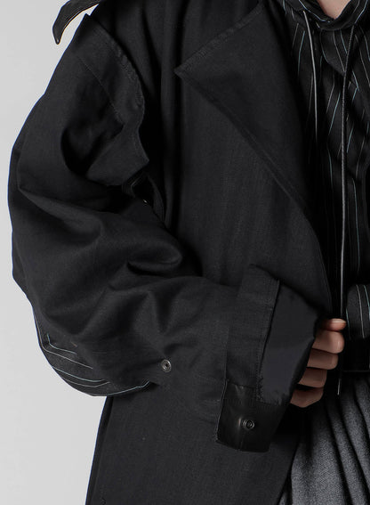 10OZ UNEVEN YARN DENIM A SNAP BUTTON BIG COAT