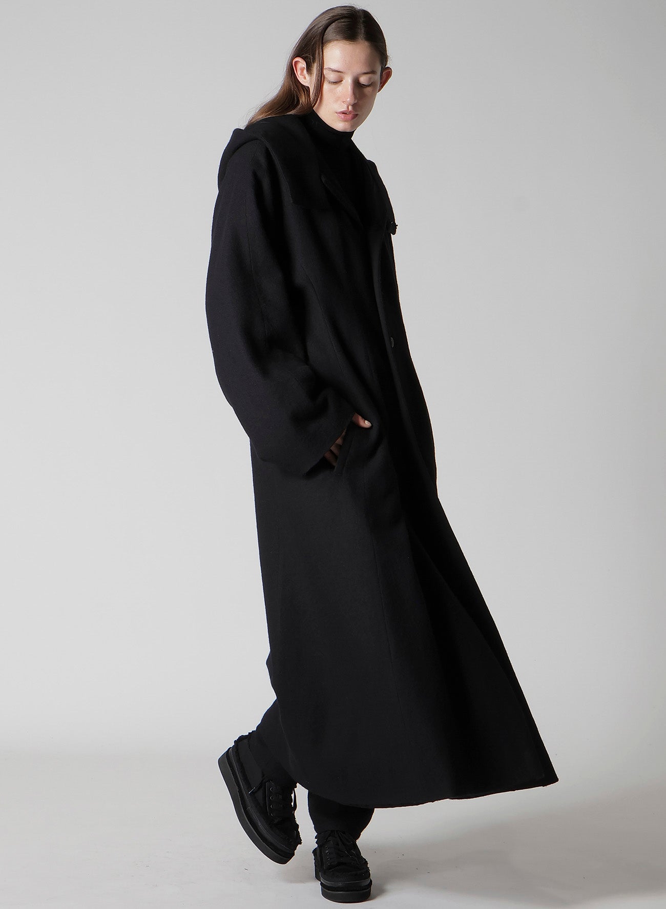 WOOL VIYELLA REVERSIBLE HOODED COAT