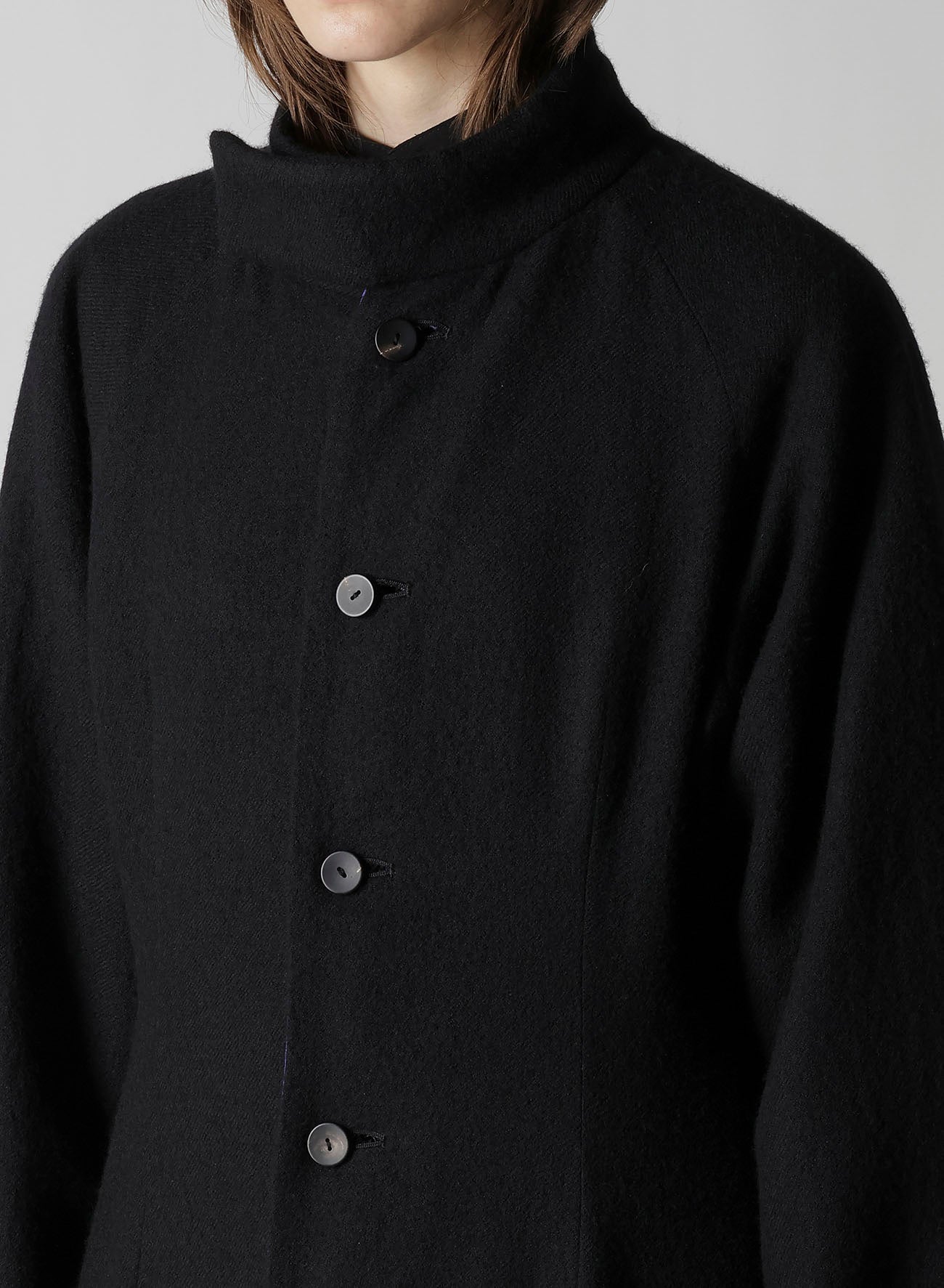 OVERDYE WOOL VIERA REVERSIBLE STAND COLLAR COAT