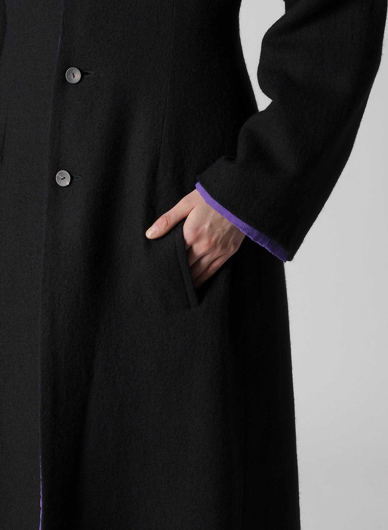 OVERDYE WOOL VIERA REVERSIBLE STAND COLLAR COAT