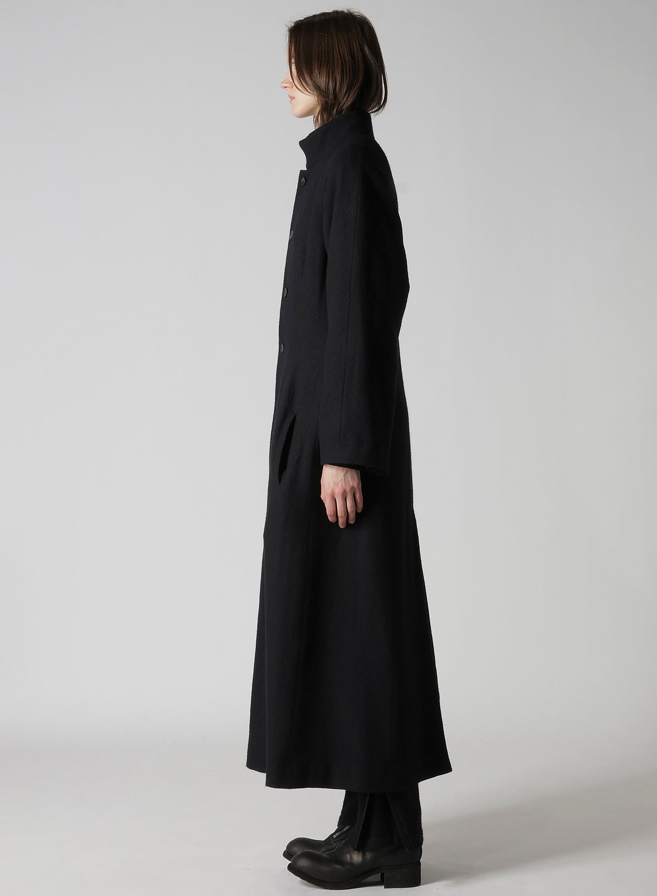 WOOL VIYELLA REVERSIBLE STAND COLLAR COAT – THE SHOP YOHJI YAMAMOTO