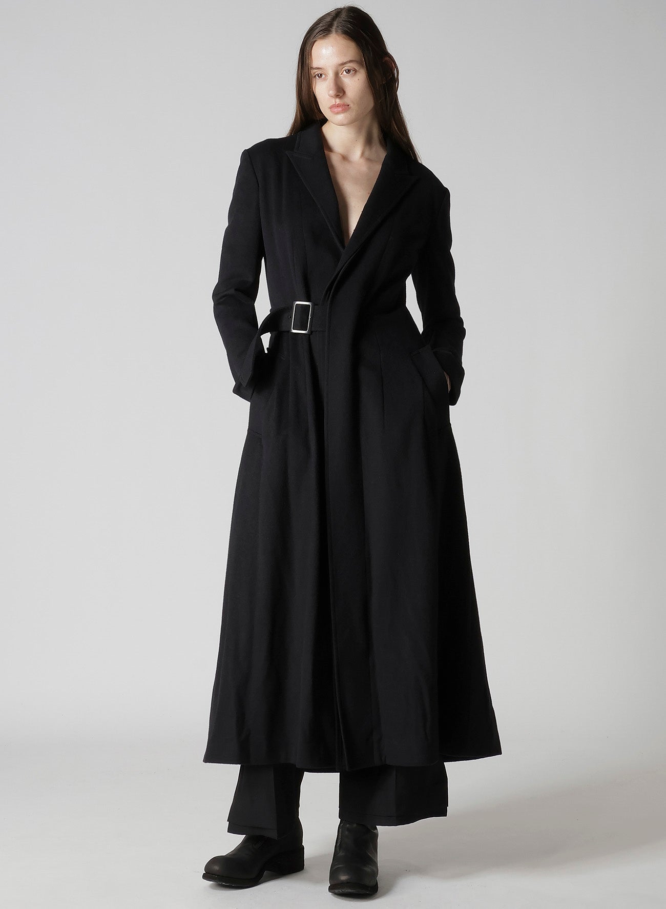 W/Ca BEAVER CLOTH WAIST BELT D COAT
