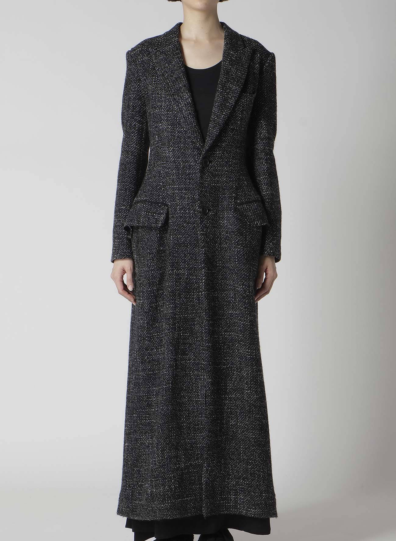 HANDMADE TWEED BACK LACE UP LONG COAT
