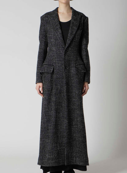 HANDMADE TWEED BACK LACE UP LONG COAT