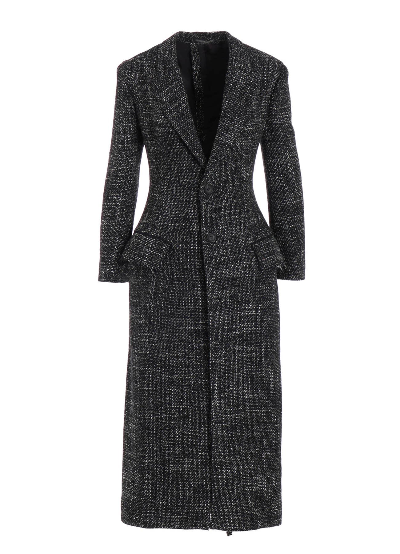 HANDMADE TWEED BACK LACE UP LONG COAT