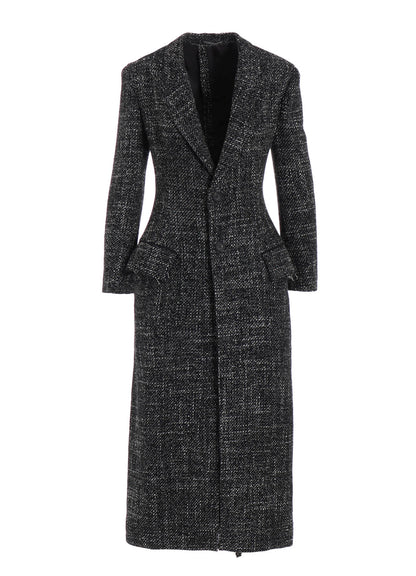 HANDMADE TWEED BACK LACE UP LONG COAT