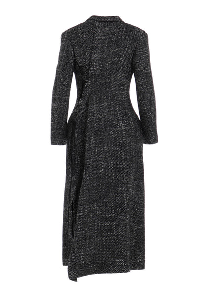 HANDMADE TWEED BACK LACE UP LONG COAT