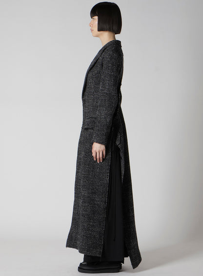 HANDMADE TWEED BACK LACE UP LONG COAT