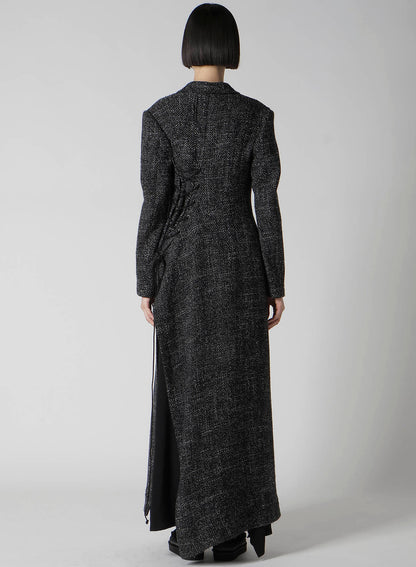 HANDMADE TWEED BACK LACE UP LONG COAT