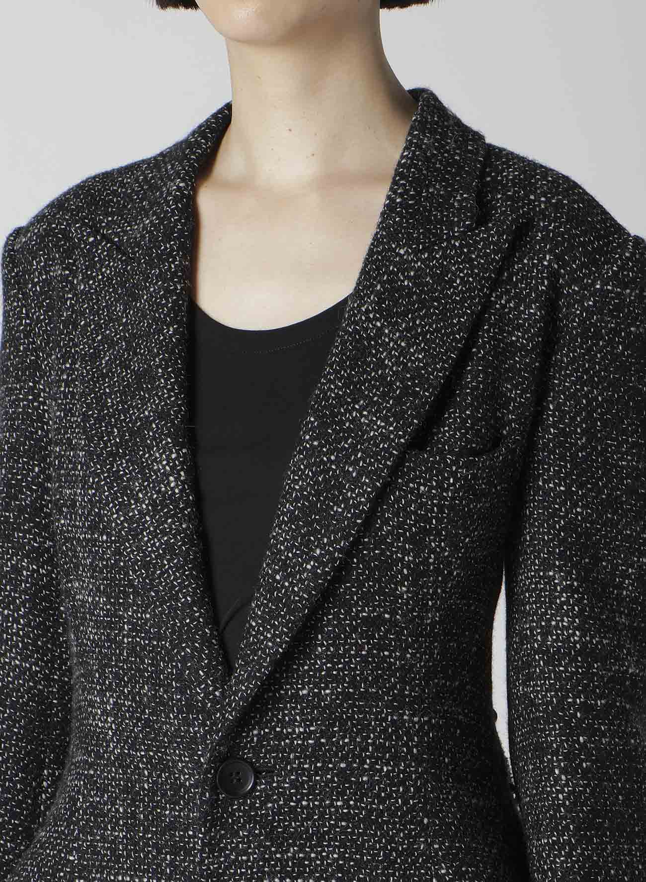 HANDMADE TWEED BACK LACE UP LONG COAT