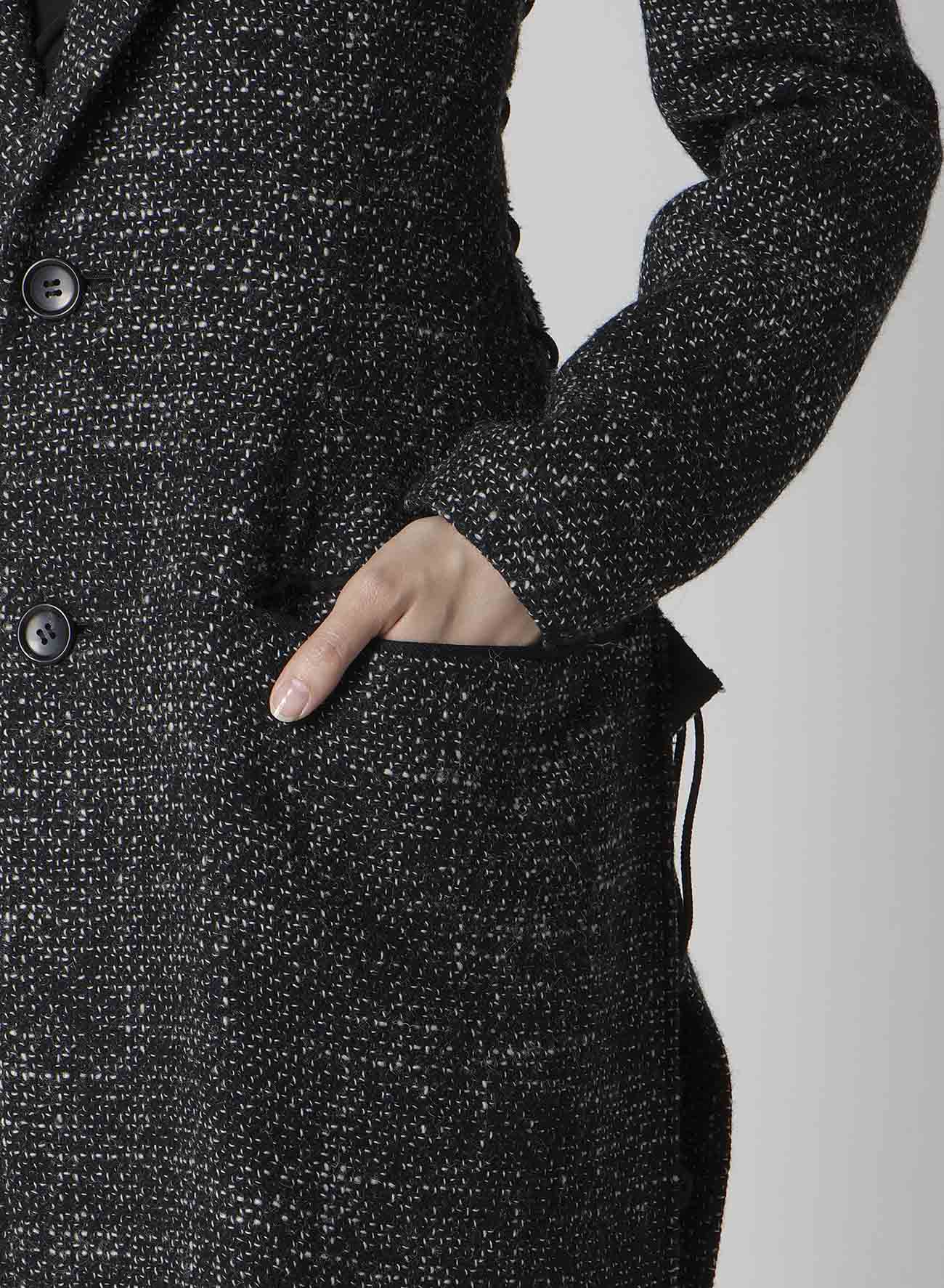 HANDMADE TWEED BACK LACE UP LONG COAT