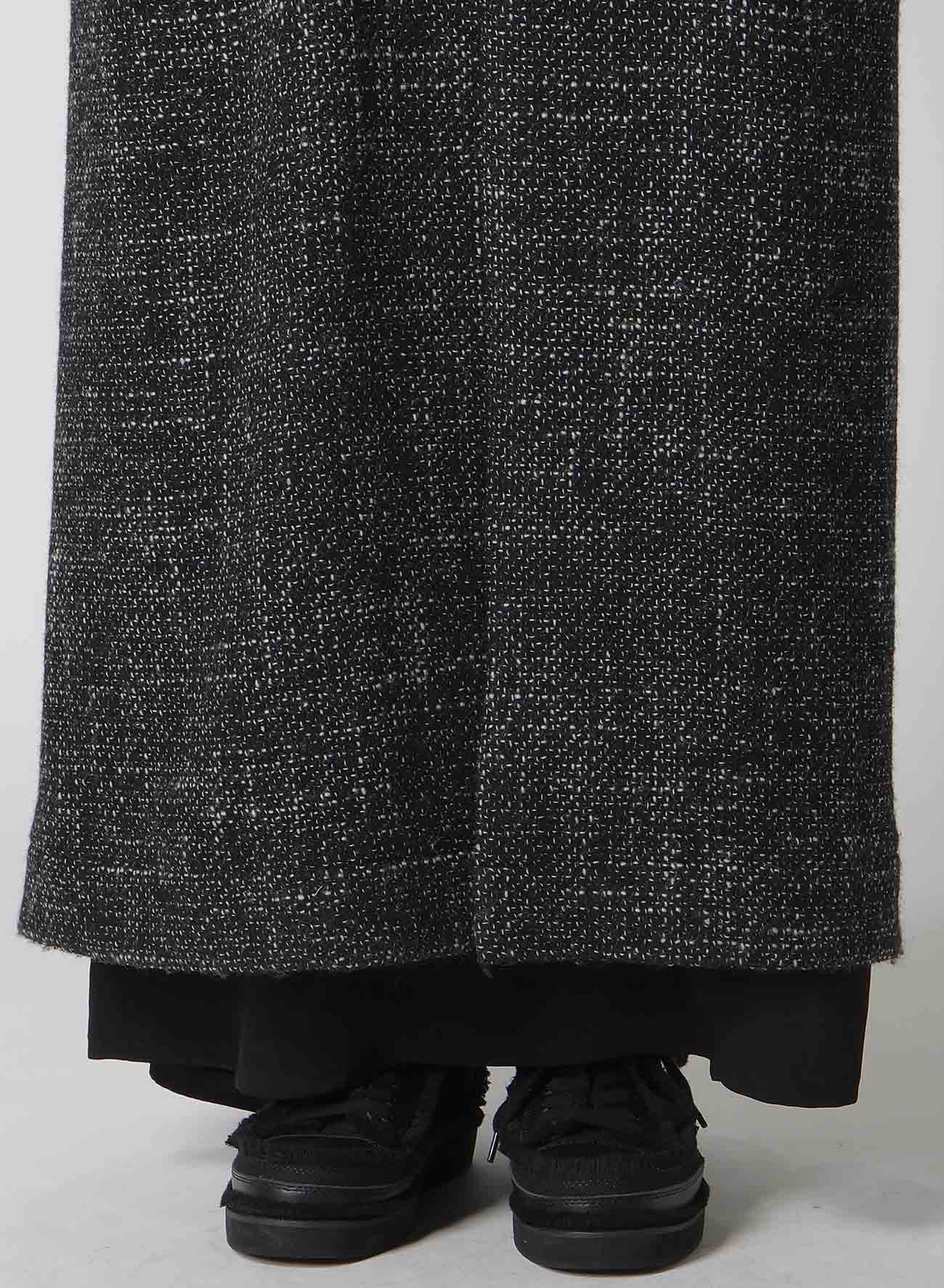 HANDMADE TWEED BACK LACE UP LONG COAT