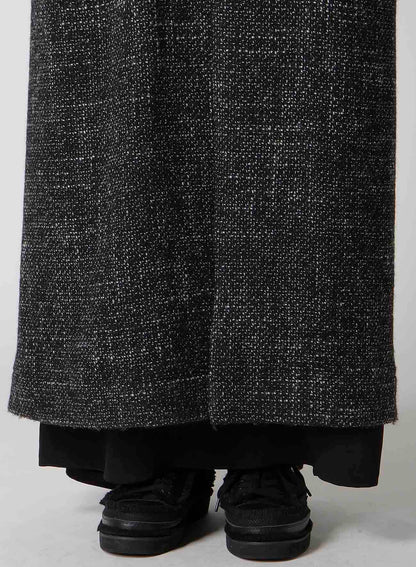 HANDMADE TWEED BACK LACE UP LONG COAT