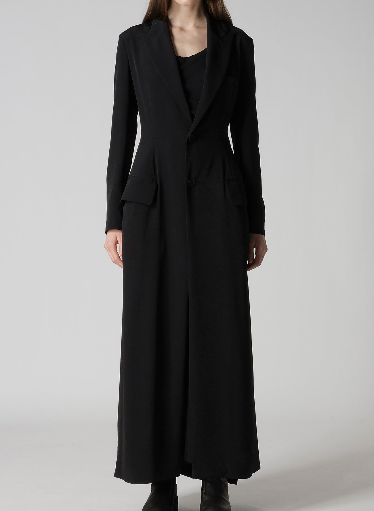 TA/PE CREPE DE CHINE BACK LACE UP LONG COAT