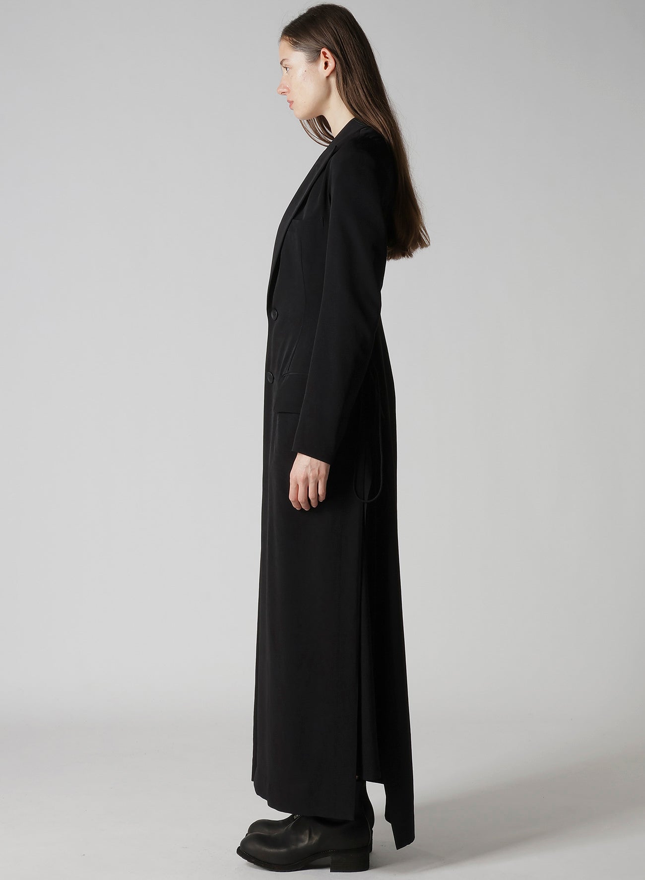 TA/PE CREPE DE CHINE BACK LACE UP LONG COAT