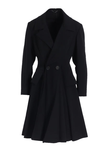 GABARDINE PANELED FLARE COAT