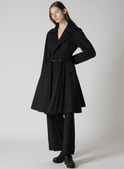W/Ca BEAVER CLOTH PANELED FLARE COAT