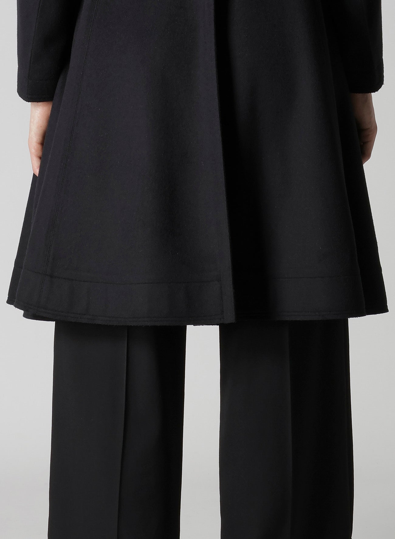 W/Ca BEAVER CLOTH PANELED FLARE COAT