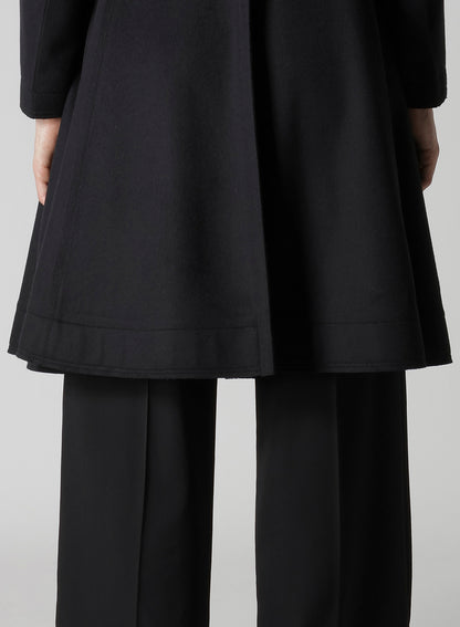 W/Ca BEAVER CLOTH PANELED FLARE COAT