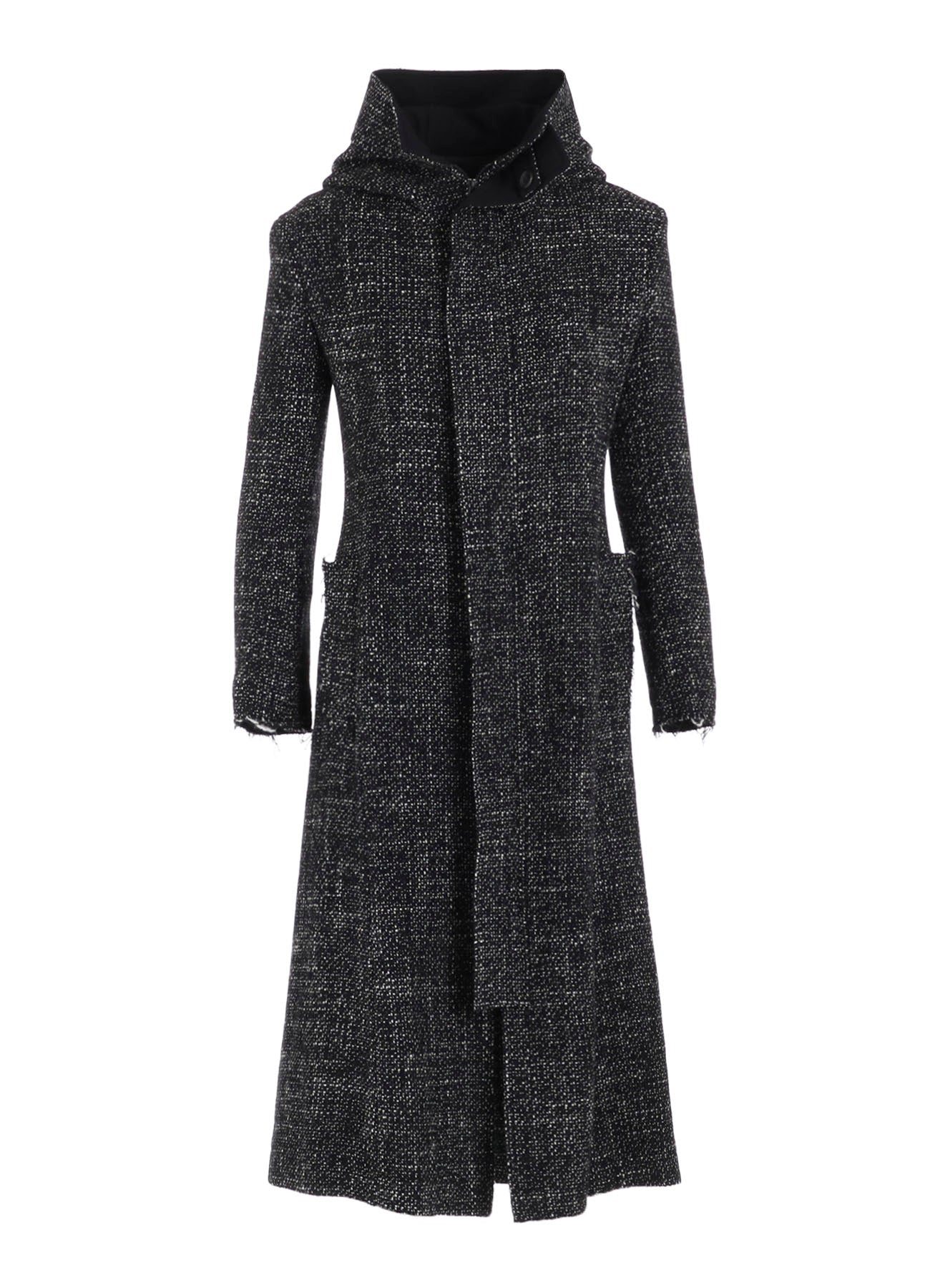 HANDMADE TWEED HOODED ZIP COAT