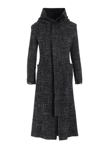 HANDMADE TWEED HOODED ZIP COAT