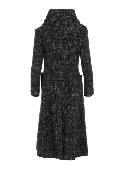 HANDMADE TWEED HOODED ZIP COAT