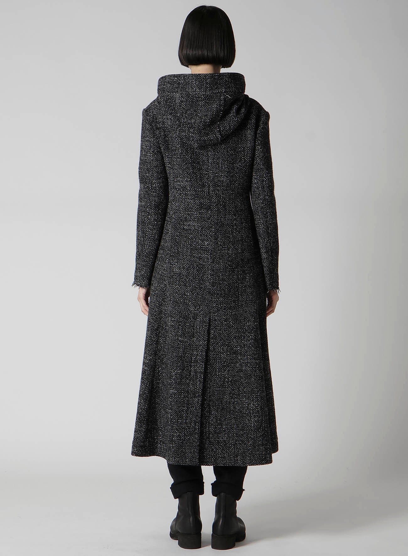 HANDMADE TWEED HOODED ZIP COAT