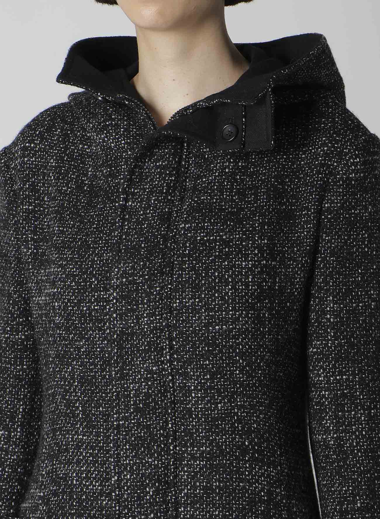 HANDMADE TWEED HOODED ZIP COAT