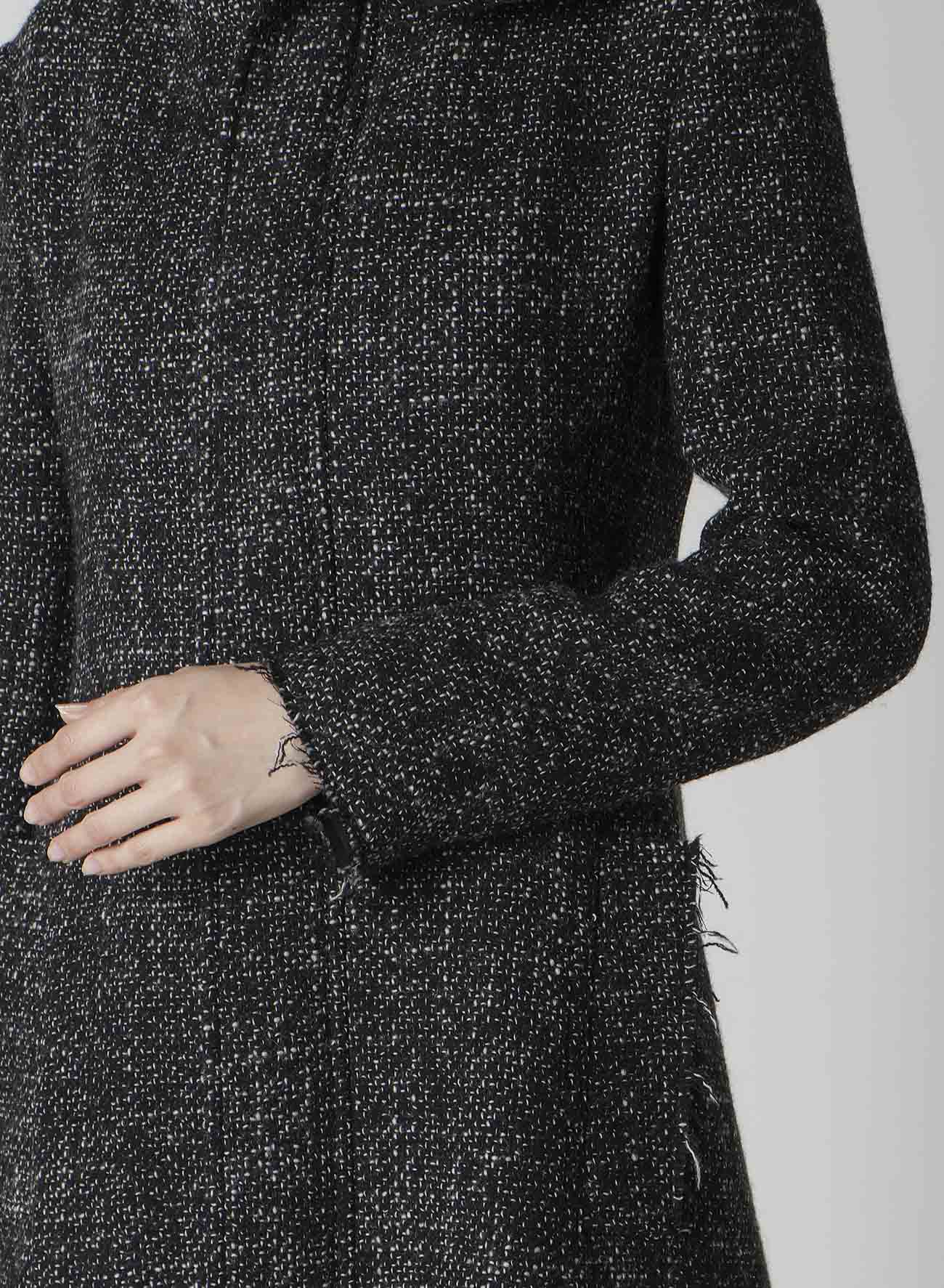 HANDMADE TWEED HOODED ZIP COAT