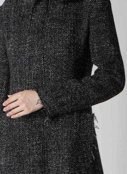 HANDMADE TWEED HOODED ZIP COAT