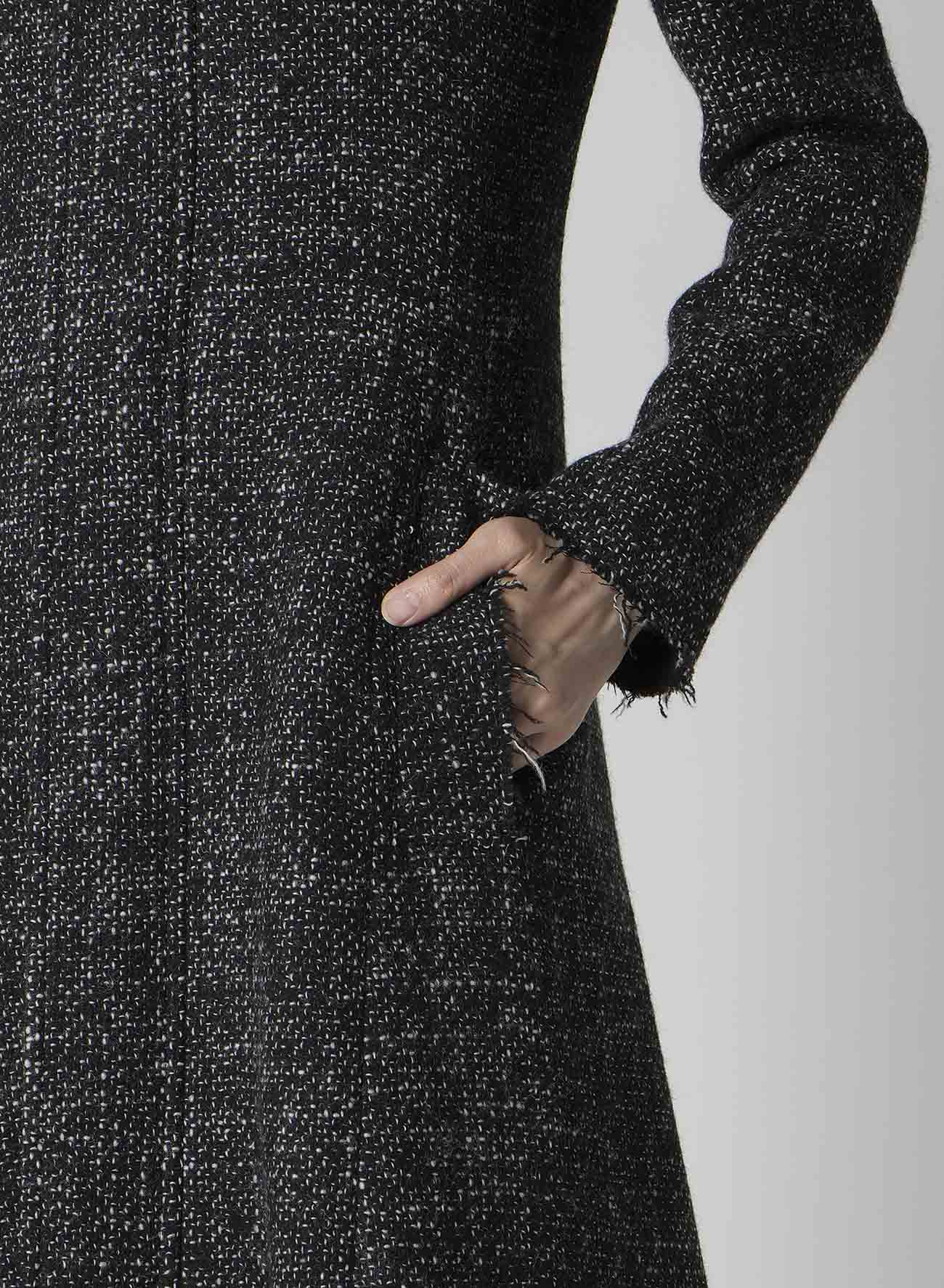 HANDMADE TWEED HOODED ZIP COAT