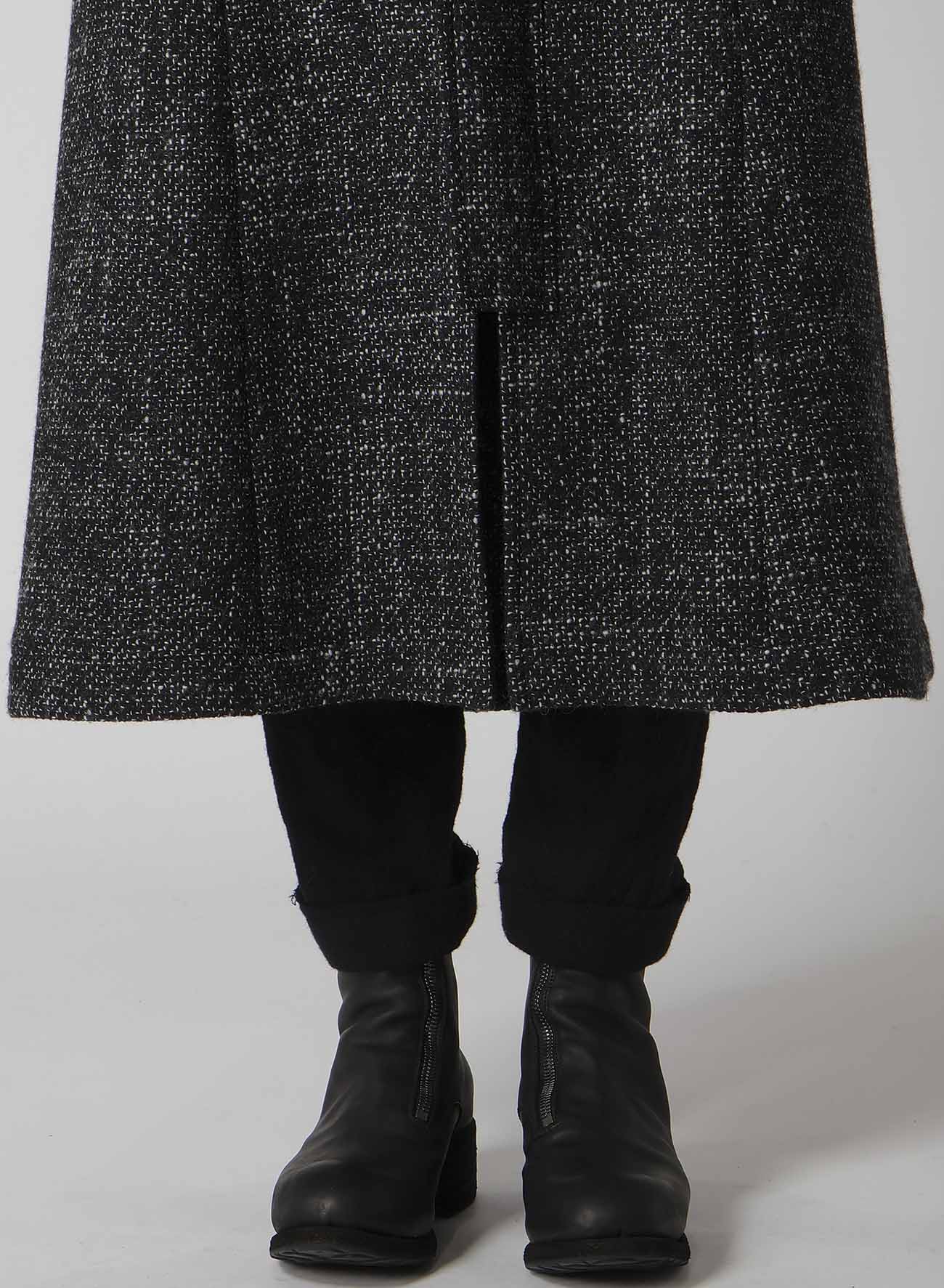 HANDMADE TWEED HOODED ZIP COAT