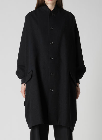 SHRINKED WOOL SERGE PADDED DRAPE COAT