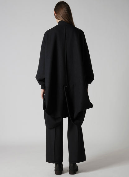 SHRINKED WOOL SERGE PADDED DRAPE COAT