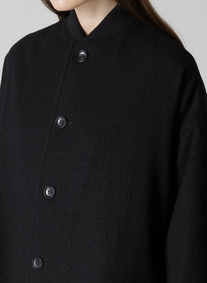 SHRINKED WOOL SERGE PADDED DRAPE COAT