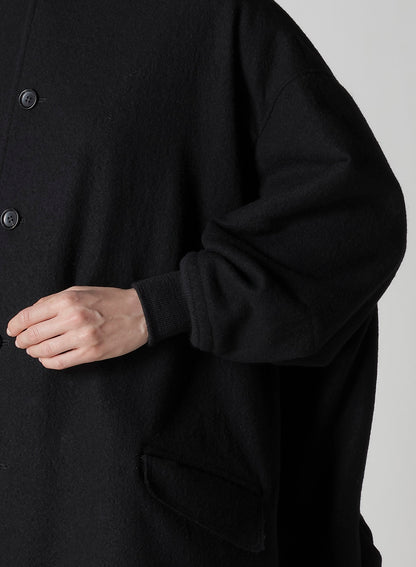SHRINKED WOOL SERGE PADDED DRAPE COAT