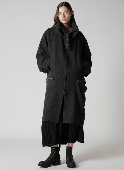 TWEED CLOTH B COLLAR COAT