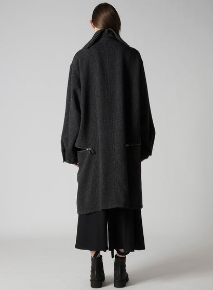TWEED CLOTH B COLLAR COAT