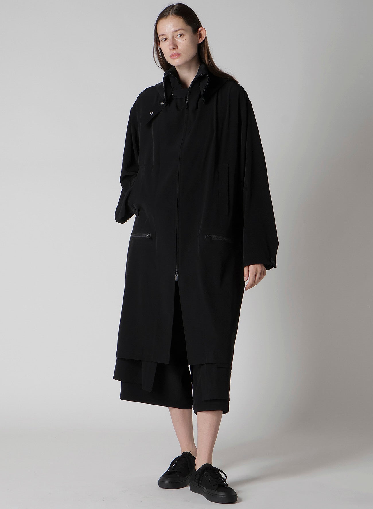 TA/PE CREPE DE CHINE B COLLAR COAT