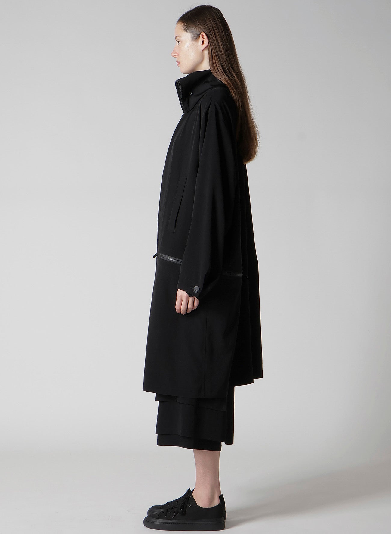 TA/PE CREPE DE CHINE B COLLAR COAT