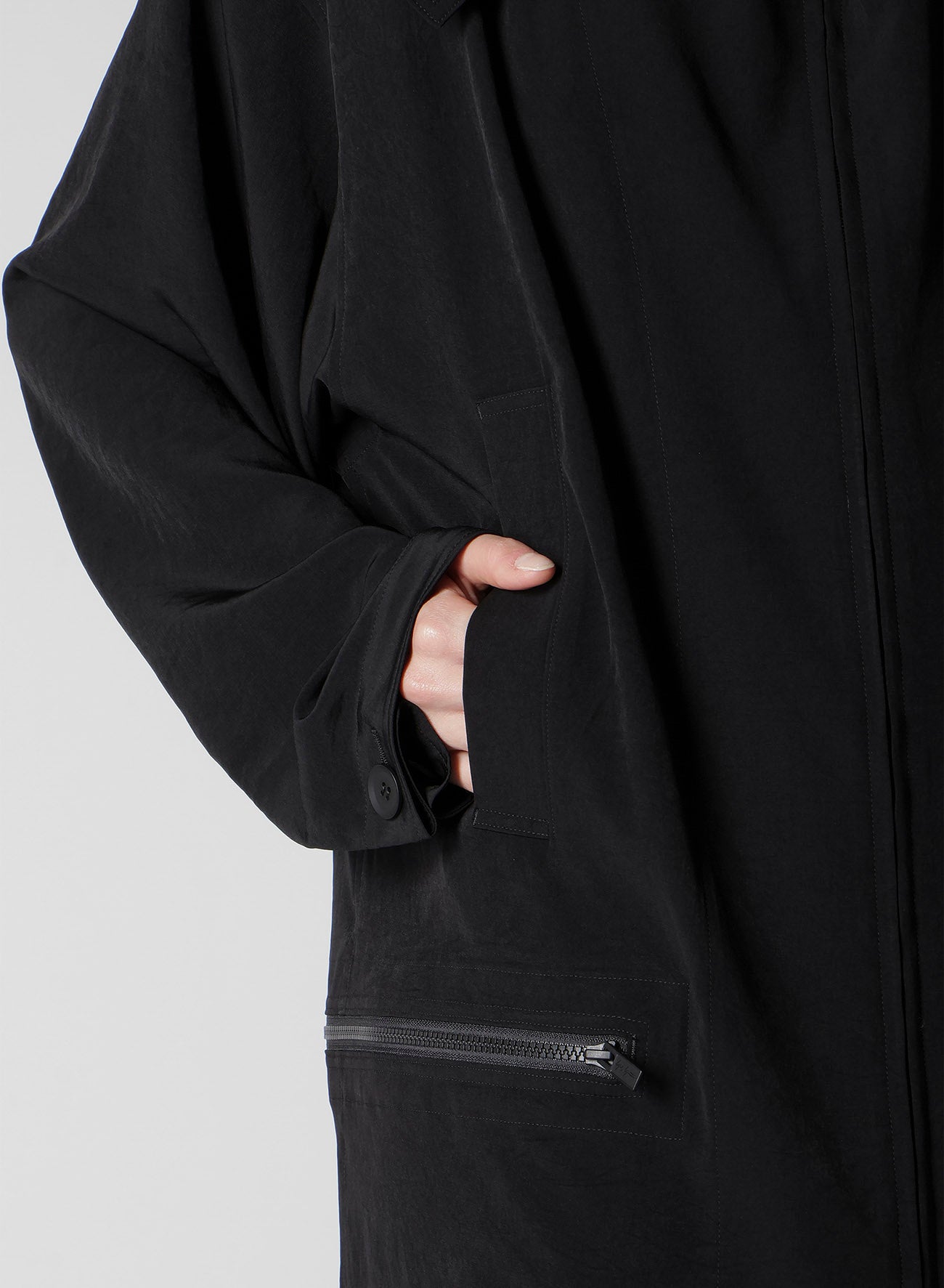 TA/PE CREPE DE CHINE B COLLAR COAT