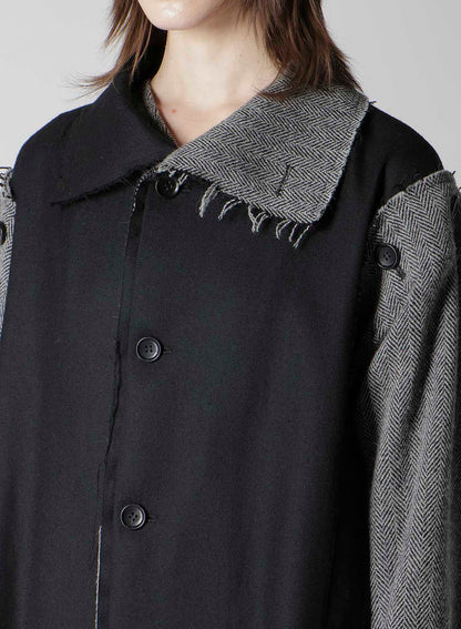 W/SAXONY  B/TWEED STAND COAT