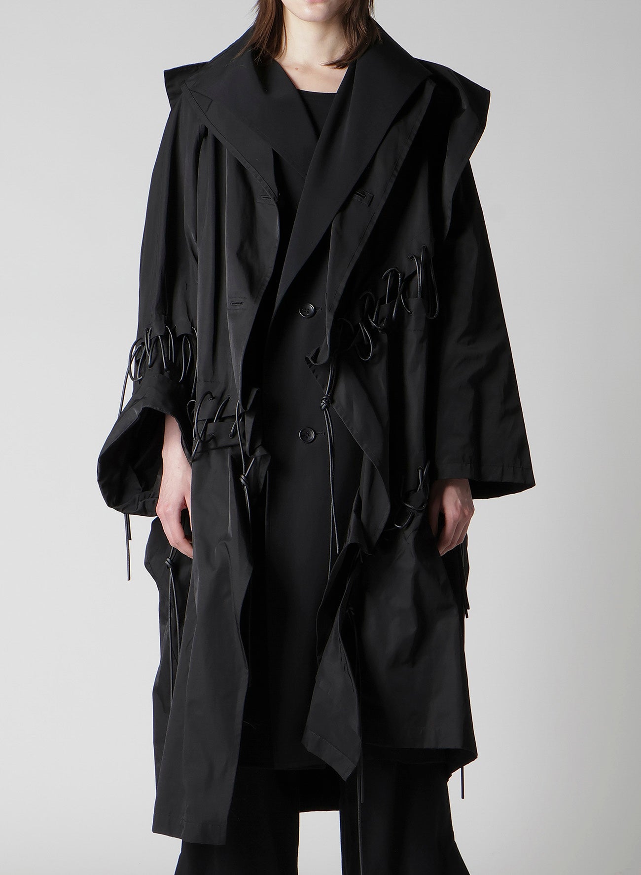 Ny/C TWILL LACE UP DOUBLE LAYERED COAT – THE SHOP YOHJI YAMAMOTO