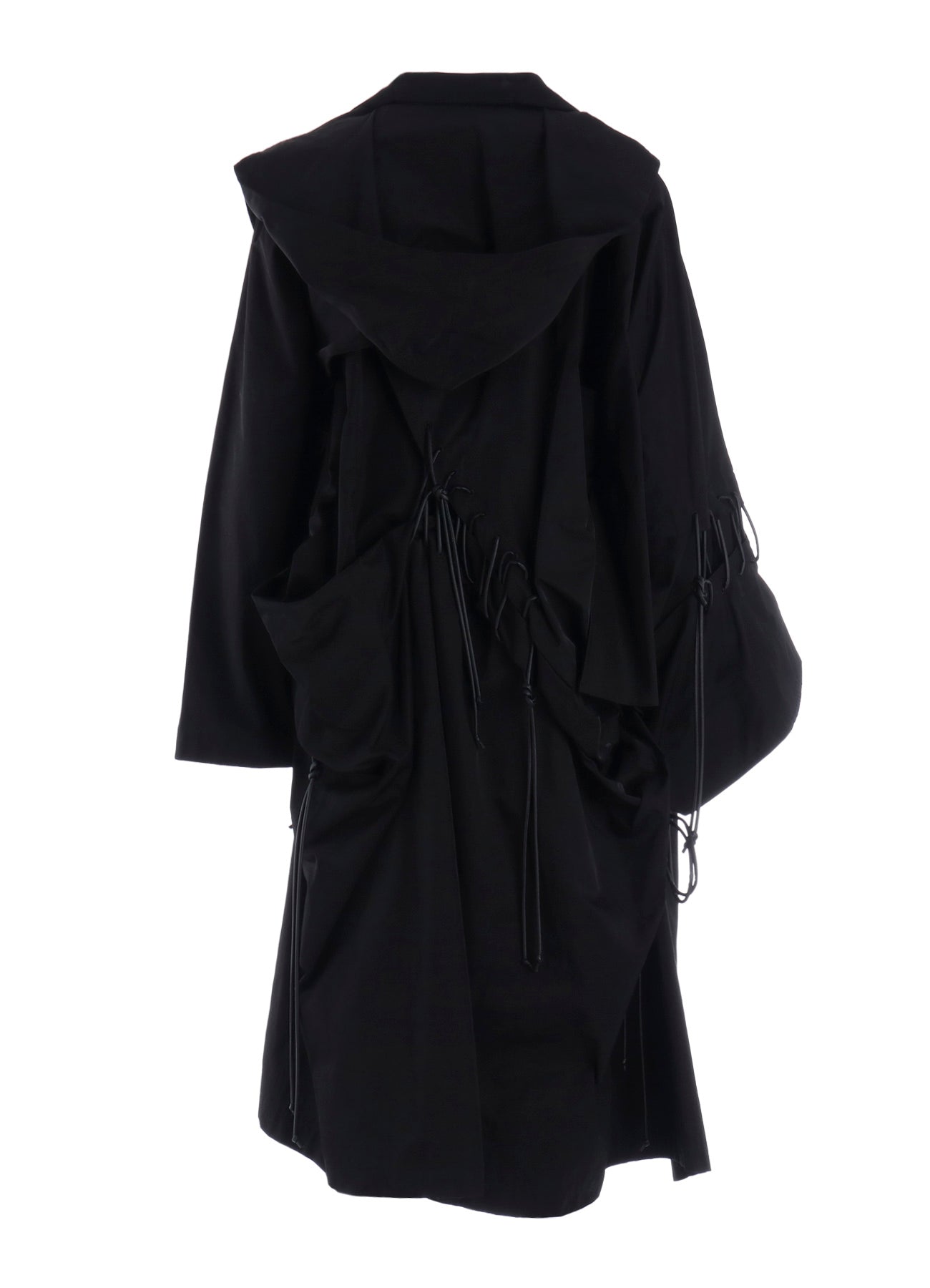 Yohji Yamamoto +Noir　黒のファー襟ダブルブレストコート Ny/C TWILL LACE UP DOUBLE LAYERED COAT – THE SHOP YOHJI YAMAMOTO