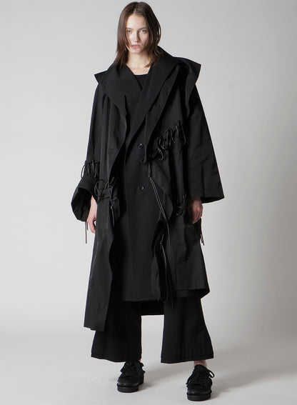 Ny/C TWILL LACE UP DOUBLE LAYERED COAT