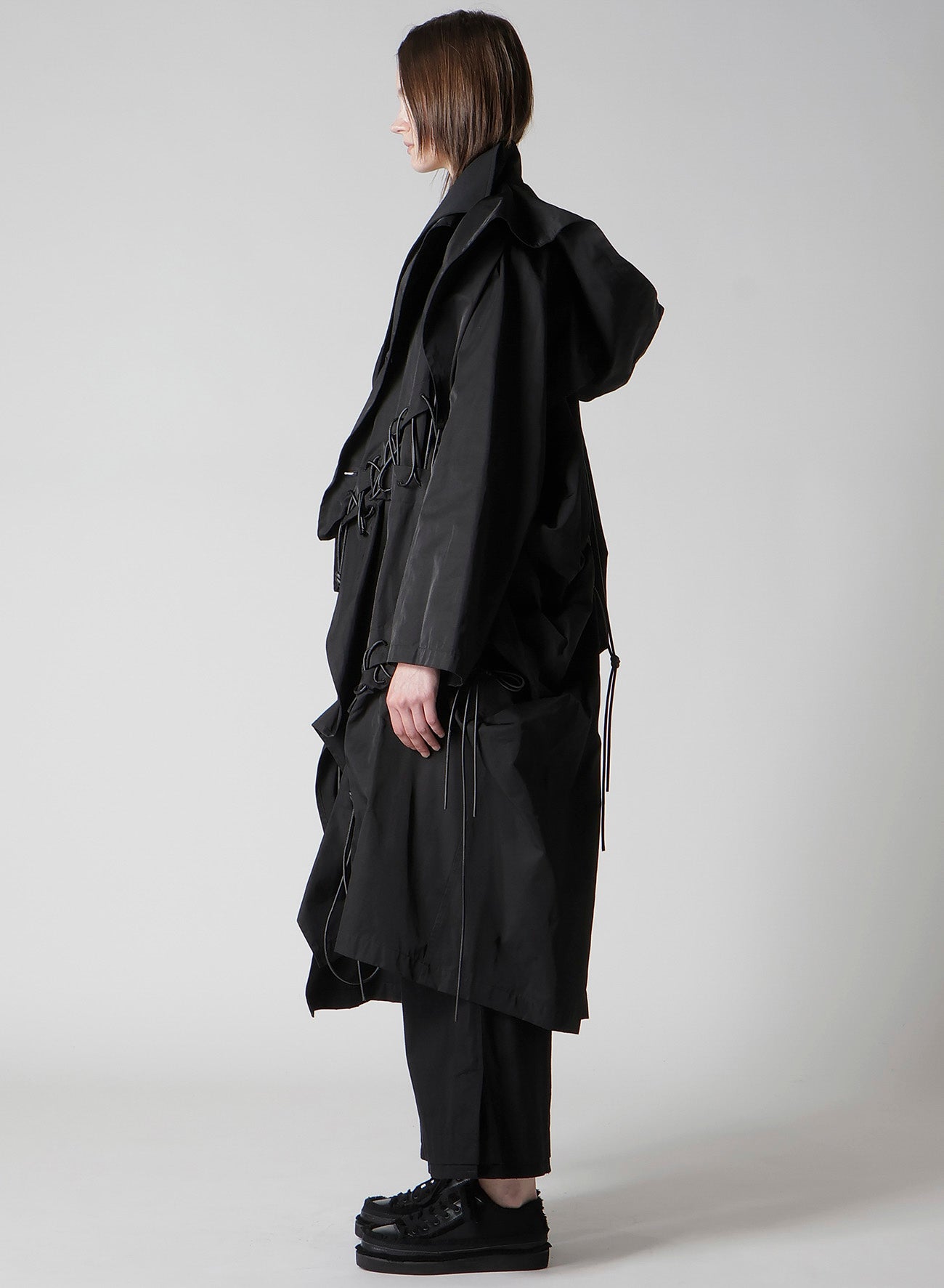 Ny/C TWILL LACE UP DOUBLE LAYERED COAT – THE SHOP YOHJI YAMAMOTO
