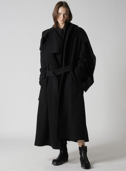 SOFT WOOL A EMBROIDERY BOX POCKET DRESS