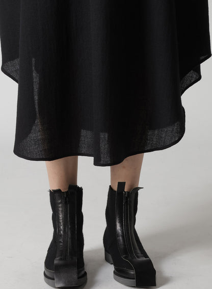 SOFT WOOL A EMBROIDERY BOX POCKET DRESS
