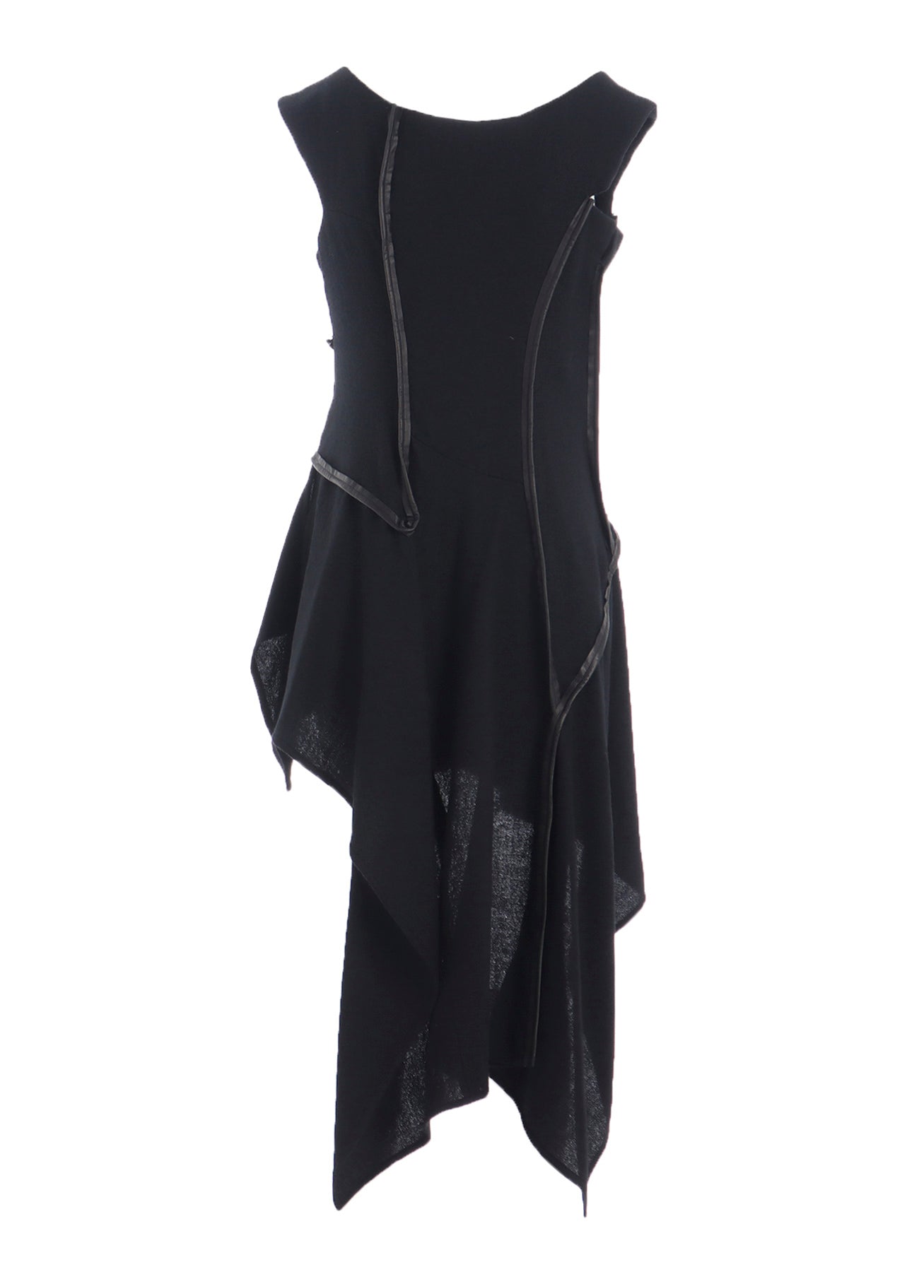 WOOL VIYELLA LEATHER PIPING DRESS
